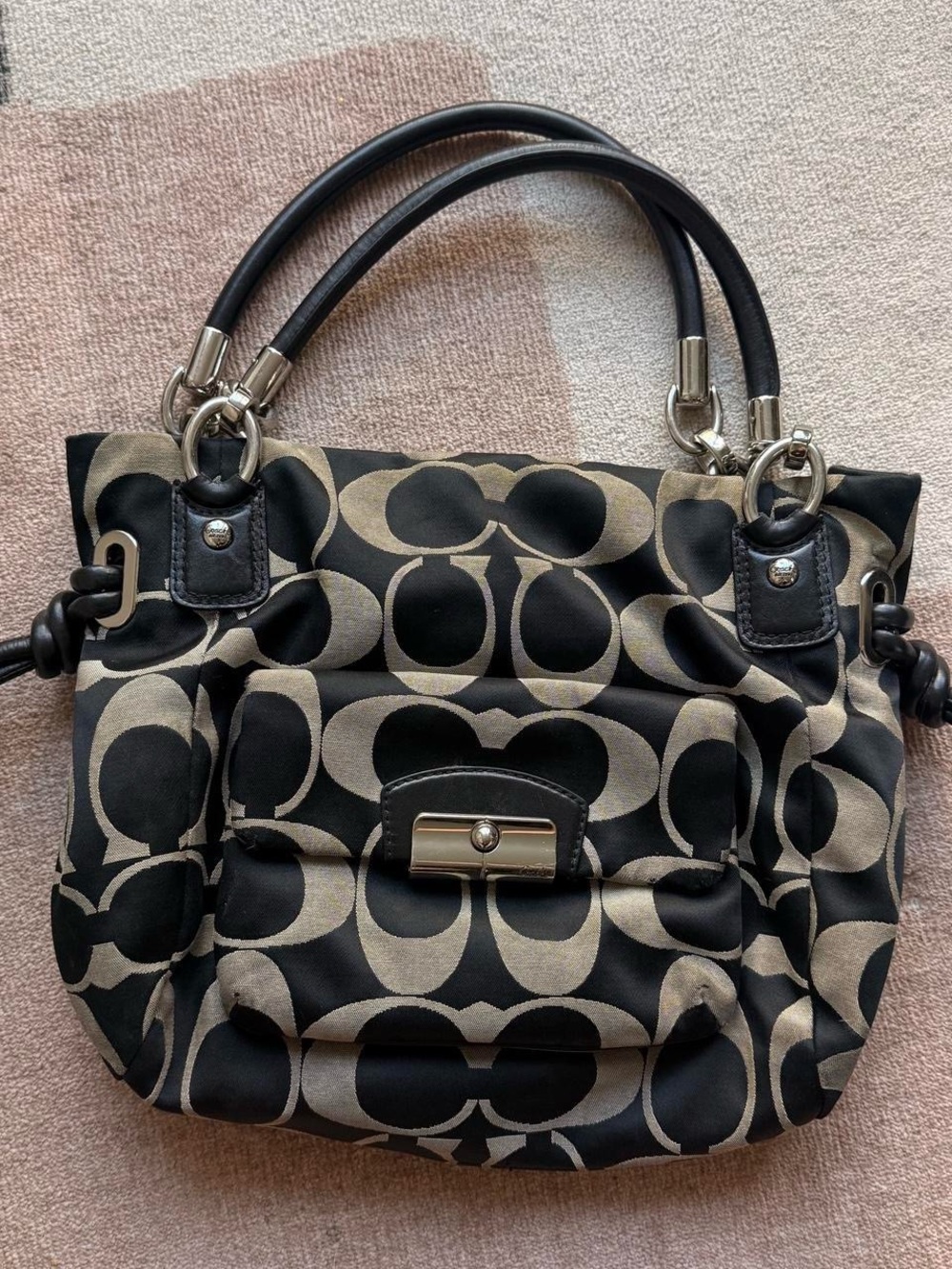 VINTAGE Y2K Coach Kristin Signature C Monogram Jacquard Canvas Shoulder Bag